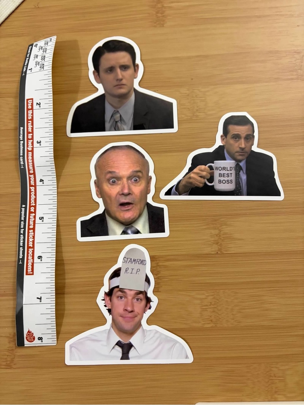 Office Character Sticker Set - White Border - Pack of 4